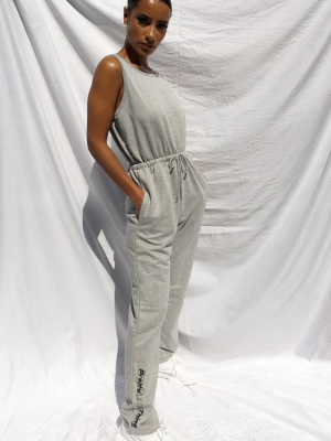 Prettylittlething Grey Sleeveless Sweat Jumpsuit