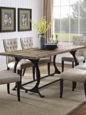 Diffuse Wood Top Cast Iron Dining Table