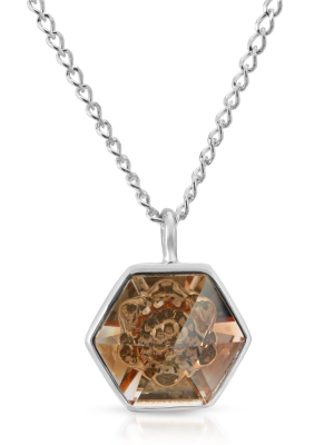 Peach Hexagon Pendant (14 Mm)