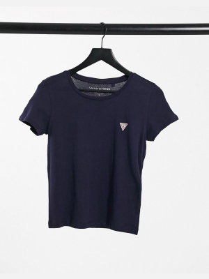 Guess Short Sleeve T-shirt With Baby Logo In Navy