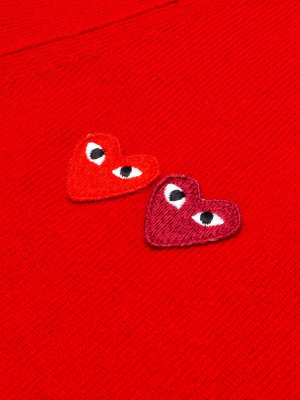 Comme Des Garcons Play Double Heart Cardigan - Red