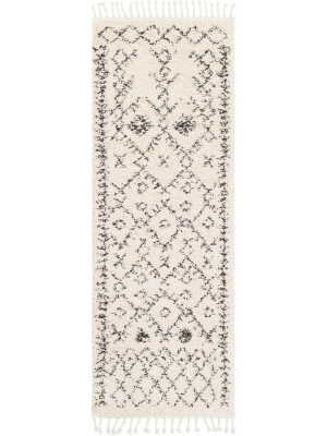 Berber Shag Charcoal/beige Runner Rug