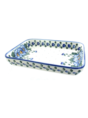 Blue Rose Polish Pottery Primrose Large Rectangular Baker