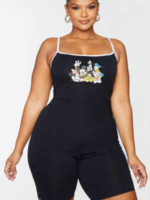 Plus Black Disney Strappy Unitard