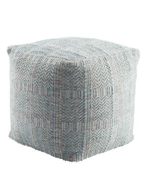 Jaipur Roanoke Indoor/outdoor Pouf - Light Blue/light Gray