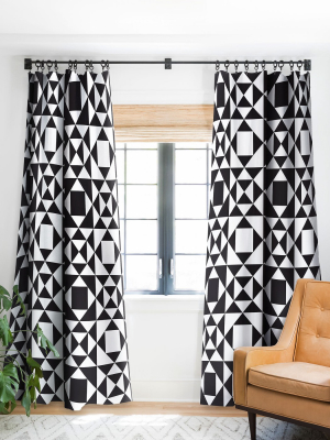 Heather Dutton Rhythm Black Single Panel Blackout Window Curtain By Deny Designs.