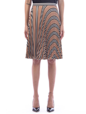 Burberry Icon Stripe Pleated Midi Skirt