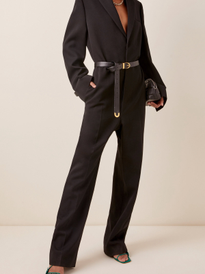 Tailored V-neck Wool Jumpsuit