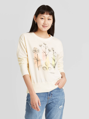 Women's Floral Print Sweatshirt - Cream