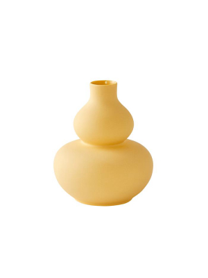 Mini Double Rounded Vase In Soft Yellow