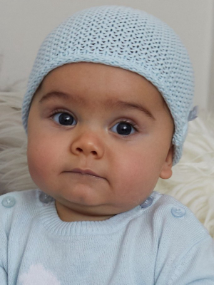 Soft Blue Cotton Knitted Hat