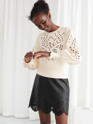 Embroidered Jacquard Knit Sweater