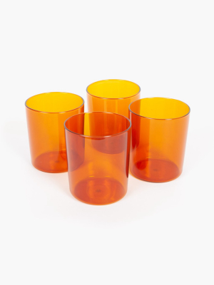 Amber Glass Cups - Set Of 4