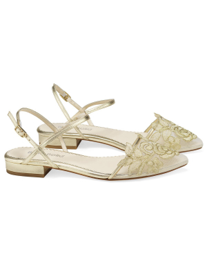 Bridal Shoes Gold Flats For Wedding