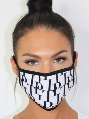 Plt White Monogram Print Fashion Mask