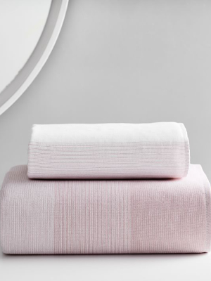 Organic Dobby Ombre Stripe Towels - Pink Stone