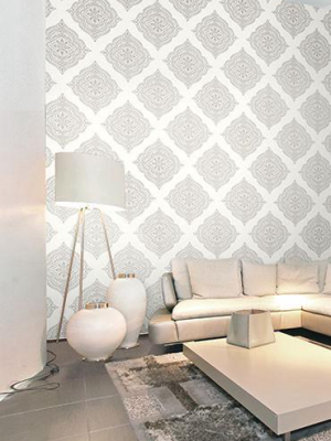 Capella Cream Medallion Wallpaper From The Avalon Collection By Brewster Home Fashions