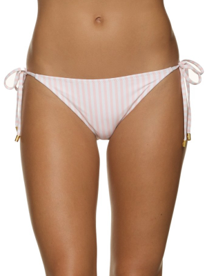 String Bikini Bottom-pink And White Stripe