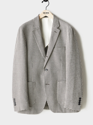 Washed Wool Cotton Check Madison Suit Jacket In Ivory