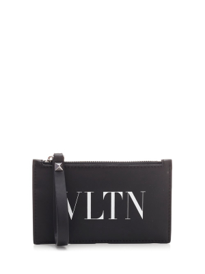 Valentino Vltn Print Zipped Cardholder