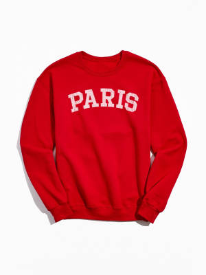 Paris Collegiate Text Crew Neck Sweatshirt