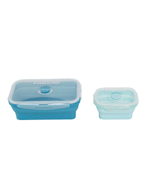 Tone It Up Meal Prep Collapsible Container 2pk Set - Dusty Blue