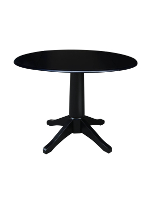 Sandon Round Dual Drop Leaf Pedestal Table Black - International Concepts