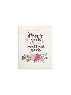 13"x0.5"x19" Happy Girls Prettiest Oversized Wall Plaque Art - Stupell Industries