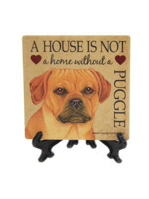 Animal 4.0" Puggle - House Stone Coaster Easel Sjt Enterprises - Coasters