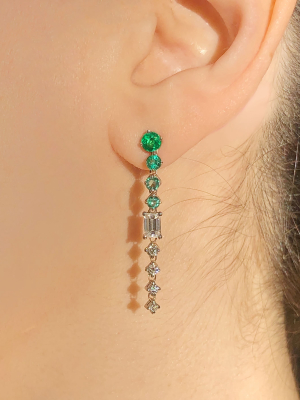 Chained Emerald Drop Earrings