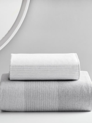 Organic Dobby Ombre Stripe Towels - Pewter