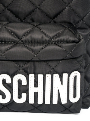 Moschino Logo Patched Quilted Backpack