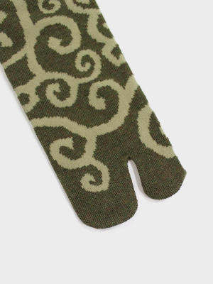 Tabi Ankle Socks, Green Karakusa (m/l)
