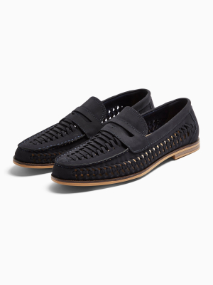 Navy Weave Morgan Saddle Loafers
