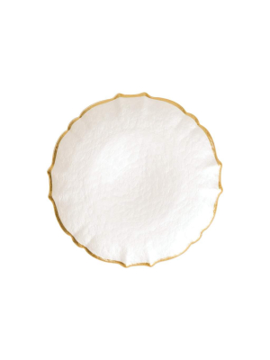 Vietri Viva Baroque Glass Salad Plate - White