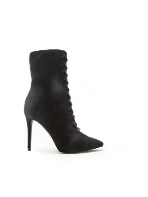 Show-193 Black Lace Up Booties