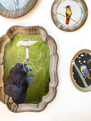 Bird Painting On Tray - Spotted