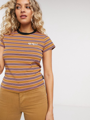 Kickers Shrunken T-shirt With Chest Logo In Retro Stripe