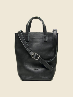Small Barracas Leather Tote Bag - Black