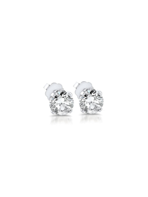 Pompeii3 1/2 Cttw Round Brilliant Cut Diamond Studs 14k White Gold Enhanced