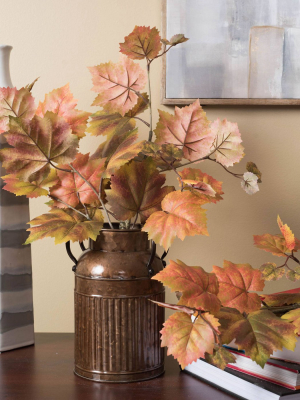 Artificial Autumn Grape Leaf Hangin Bush (20") Red/brown - Vickerman