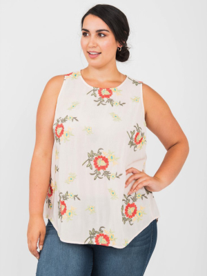 Lillian Blush Floral Tank (plus Size)