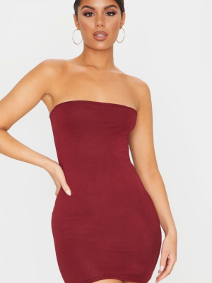 Burgundy Bandeau Bodycon Dress