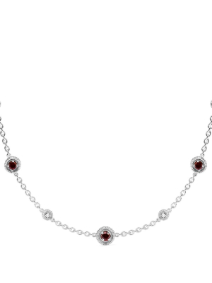 Max Station Necklace With Garnet And Diamonds