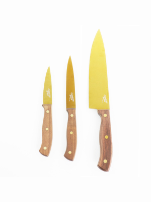 Gibson Home Alaniz 3 Piece Titanium-plated Cutlery Set In Gold