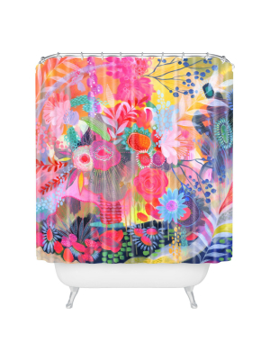 Floral Tropical Shower Curtain Pink - Deny Designs