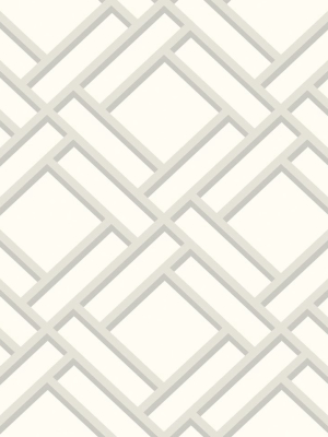 Block Trellis Wallpaper In Metallic Silver And Eggshell From The Luxe Retreat Collection By Seabrook Wallcoverings