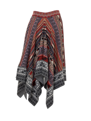 Etro Geometric Print Knitted Asymmetric Skirt