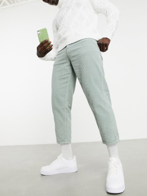 Asos Design Relaxed Tapered Corduroy Jeans In Mint