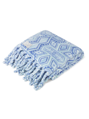 Ivory Ella 50"x60" Rory Ultra Plush Fringe Throw Blanket Blue